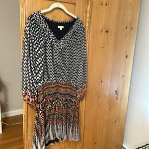 Shoshanna long sleeve silk blouson dress